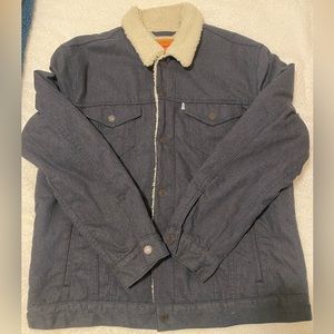 LEVI'S CANVAS SHERPA TRUCKER JACKET - XL (blue)